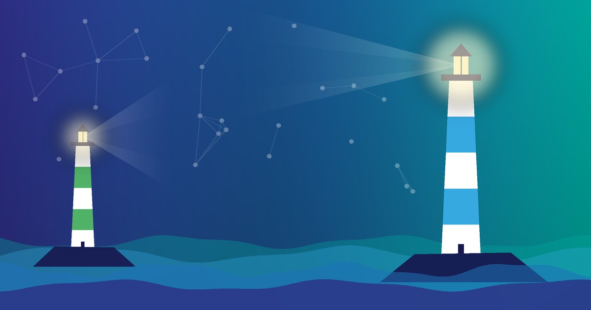 Deux phares sur la mer, symbole d'une infogérance PME qui tient le cap